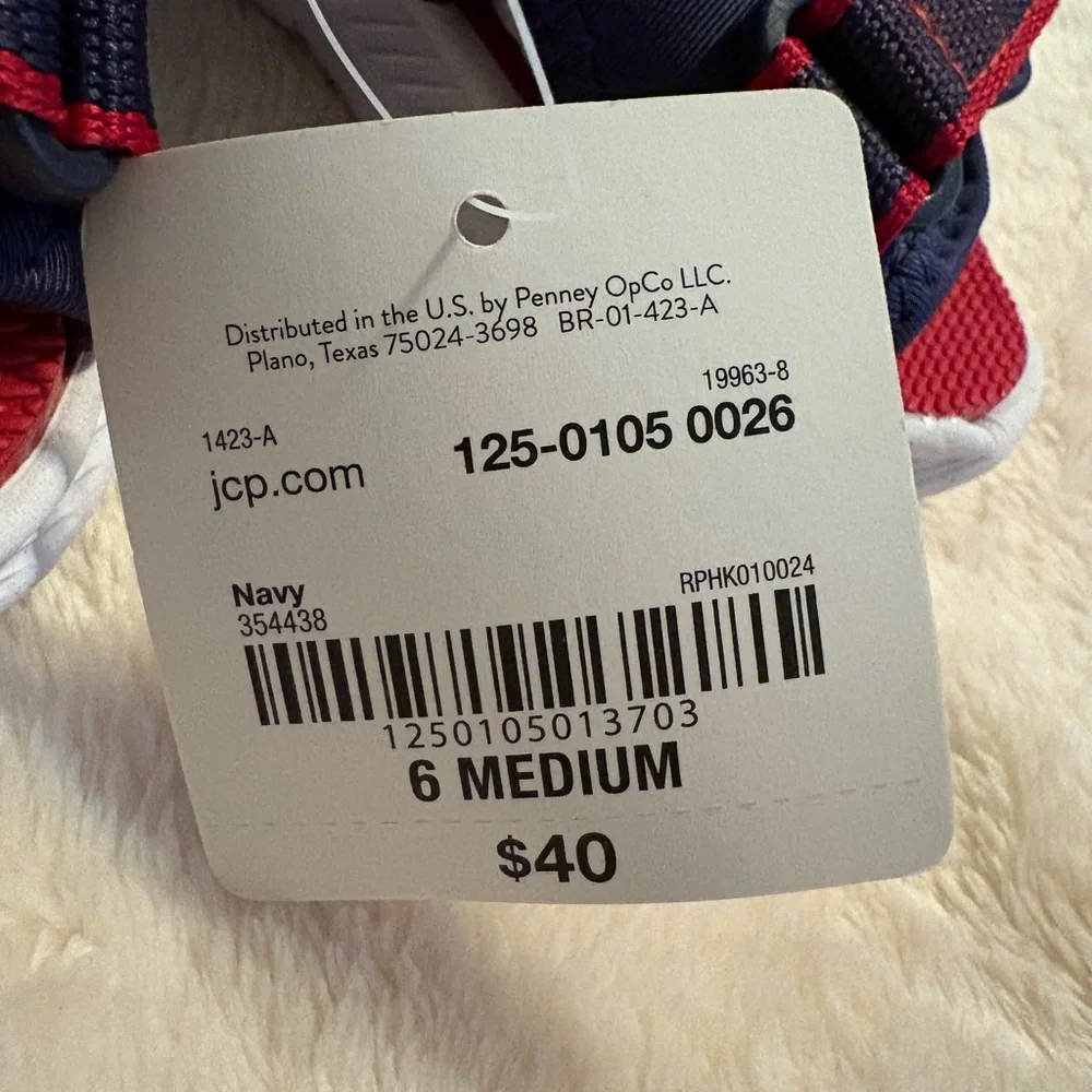 Navy and Red Sandals - Size 6 Medium